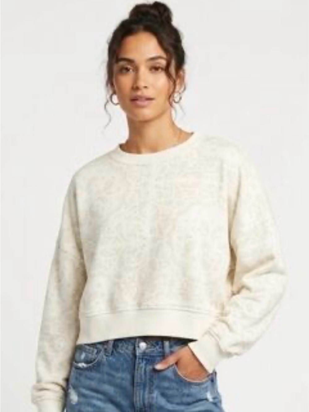 Aerie Take It Easy Paisley Bandana Print Cropped Crew Sweatshirt – Boxy Fit